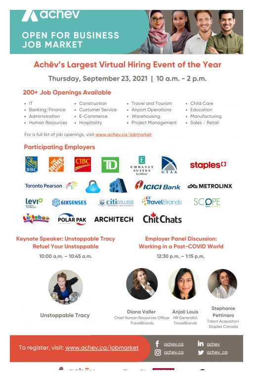 Achēv to Host Their Largest Virtual Hiring Event of the Year for Job Seekers in the GTA on September 23