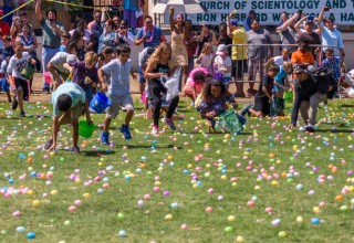 It was a lively race to pick up their share of the more than 30,000 eggs, 100,000 pieces of candy and the 300 "Golden Eggs" that could be exchanged for large stuffed bunnies. 