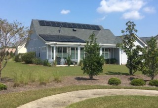 Solar Panels installed by Cape Fear Solar Systems in St. James shine after hurricane Florence.