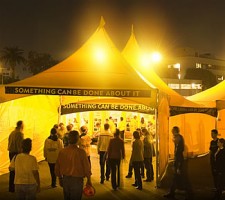 The bright yellow Scientology Volunteer Ministers tent has become a symbol of help in towns and cities across the world.