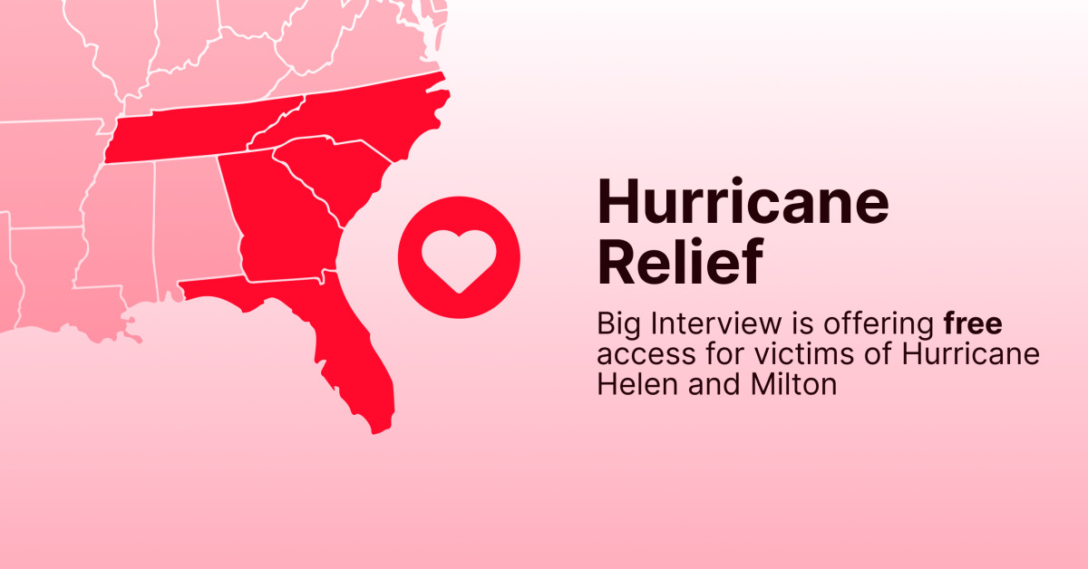 Big Interview Donates Access to Job Seekers Impacted by Hurricanes Helene and Milton, Helping Rebuild Careers