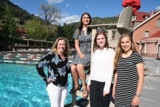 Stacey James, Director of Glenwood Hot Springs Board of Directors with winners Alanna Martinez, Baylie Adison Lengel and Erica Diemoz