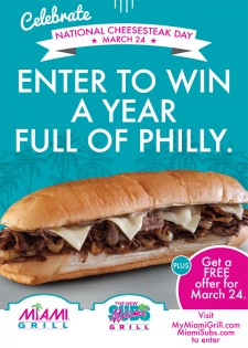 Celebrate National Cheesesteak Day, March 24, With Miami Subs and Miami Grill