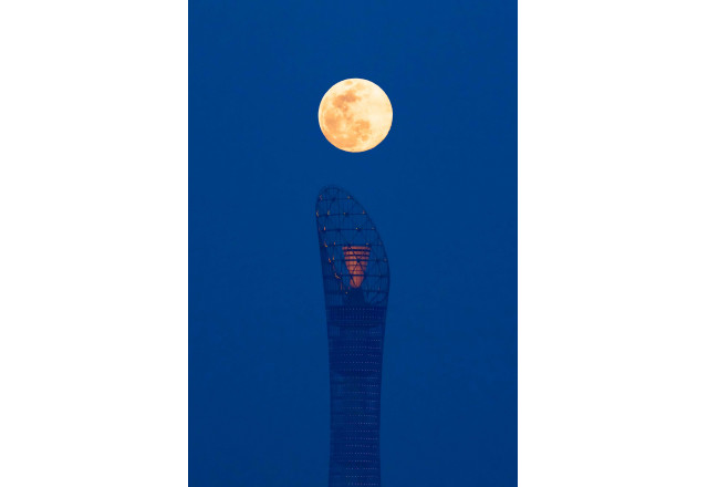 Supermoon over Torch Tower Doha