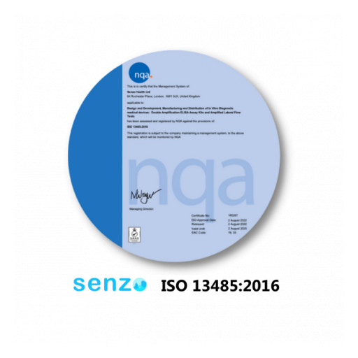 Senzo Announces ISO 13485:2016 Certification for Its Quality Management System