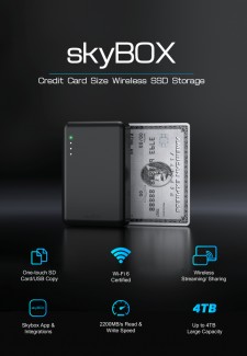 skyBOX - Credit-Card-Sized, Wireless SSD Storage