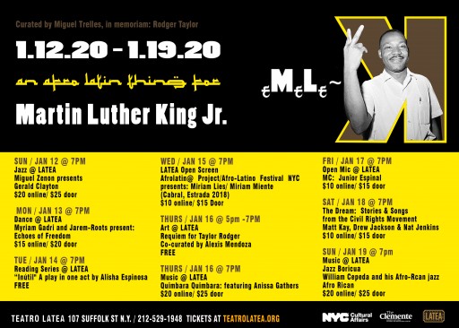 An Afro Latin Thing for Martin Luther King: Teatro LATEA Announces eMeLe-K 2020 Programming