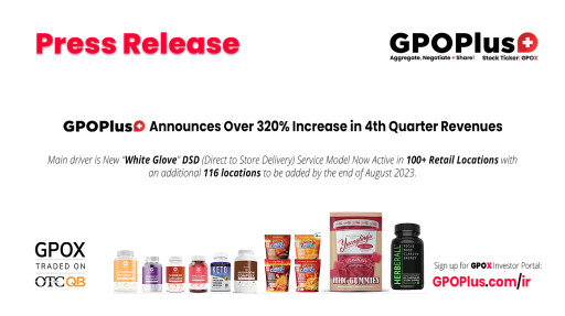 GPOPlus+ Announces Over 320% Increase in 4th Quarter Revenues