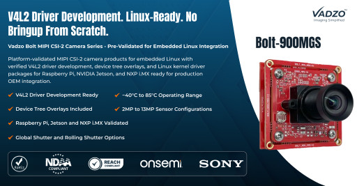 Vadzo Imaging Explains V4L2 Driver Development for Embedded Linux MIPI CSI-2 Camera Integration