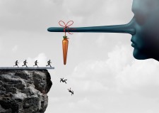 Business People Jumping Off Cliff Toward Carrot