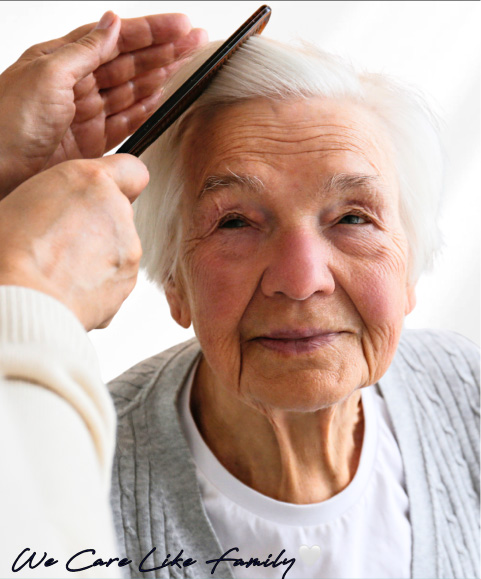 Lovely senior lady getting hair done