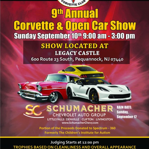 Sept. 10: North Jersey Corvette Club to Hold Its 9th Annual Corvette & Open Car Show, Portion of Proceeds to Benefit Spectrum-360