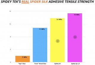 Spidey Tek's Real Spider Silk Adhesive Tensile Strength