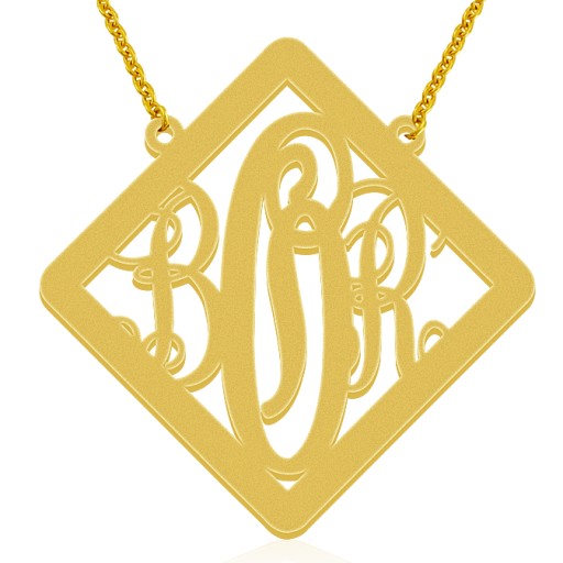 Trendy Cupid Metallic Shine Monogram Necklace