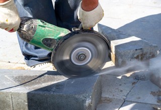 Diamond saw blade cutting marble