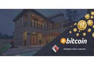 Bitcoin Logo and Modern Family Houses Logo
