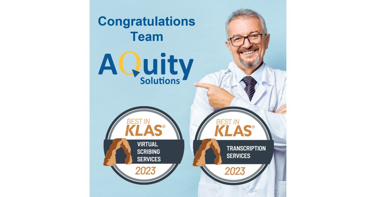 AQuity Named 2023 Best in KLAS for RealTime Virtual Scribes and