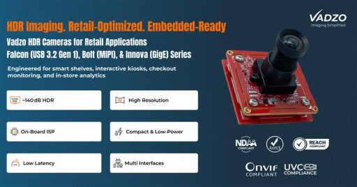 Vadzo Imaging Launches HDR Camera Portfolio for Retail Applications Across USB Camera, MIP Camera, and GigE Camera Series