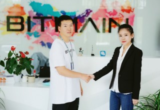 Bitmain's Head of APAC Sales Xiaojun Fan with BitDeer's Founder & CEO Celine Lu