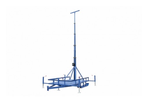 Larson Electronics Releases 50' 6-Stage Light Mast on Single Ski Axle Trailer, 13' to 50', 360˚ Rotation