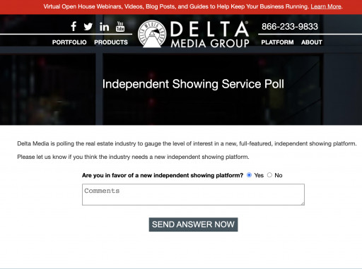 Delta Media Polls the Real Estate Industry: Would You Use a New, Independent Showing Service?