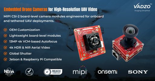 Vadzo Imaging Expands Bolt MIPI Camera Series: Now Covering Autofocus, HDR, and Global Shutter for UAV and Embedded Vision Applications