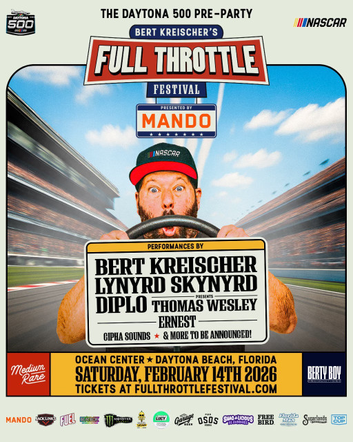 Bert Kreischer's Full Throttle Festival Announces Mando As Presenting Partner for Inaugural Daytona 500 Pre-Party