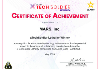 xTech Soldier Lethality Competition Certificate of Achievement