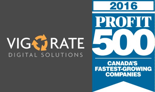 Vigorate Digital Solutions Makes the PROFIT 500 Ranking of Canada's Fastest-Growing Companies Fourth Year in a Row