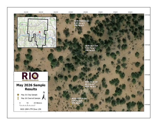 Rio Grande Resources Confirms High-Grade Gold and Silver Including 46.3 g/t Gold and 1,030 g/t Silver in Channel Samples as it Advances Toward Phase 1 Drilling at its Winston Project, New Mexico