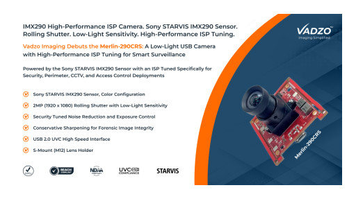 Vadzo Imaging Validates Merlin-290CRS: 2MP Sony IMX290 Low-Light USB Camera with High-Performance ISP for Smart Surveillance