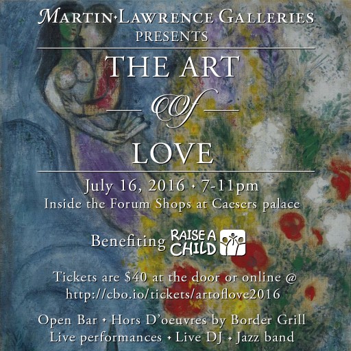 Martin Lawrence Galleries Announces Annual Charity Event - the Art of Love on July 16th - Produced by Endless Road Entertainment
