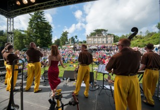 The Jive Aces at the annual Summertime Swing charity concert at Saint Hill in East Grinstead, UK.