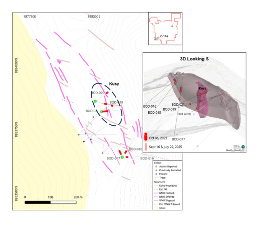 Highlander Silver Reports New Discovery of Kusy Zone at Bonita  Returning Highest Grades to Date: 23.6m at 15.56 g/t Gold and 74.49 g/t Silver