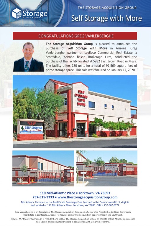 The Storage Acquisition Group Announces the Sale of Self Storage with More