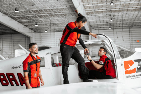 Students Training at NAA's Aviation Maintenance Hangar