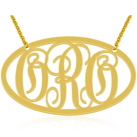 Personalized Oval Shaped Stylish Monogram Pendant Necklace