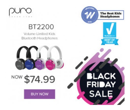 Puro Sound Labs Announces BT2200 Black Friday Holiday Pricing and Adds New Colors for 'Best Kid's Headphone'