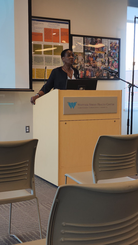 Frederica M. Williams presenting Whittier's Boston Health Equity Program