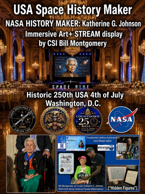 Space Blue Invites NASA credited Hidden Pioneers to Countdown 250 Ball in Celebration of Shared Synergy in Space, Culture, Music, and American Heroes.