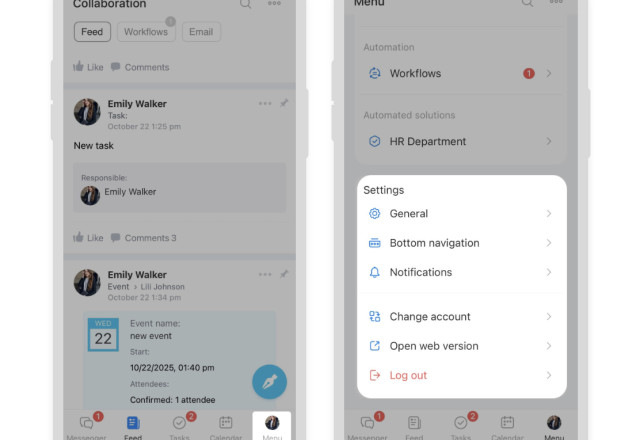 Bitrix24 Mobile App Update Menu 