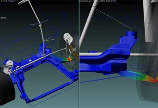 Vehicle Suspension Curb Impact Analysis with MBD-FEA Co-Simulation between Adams & Marc