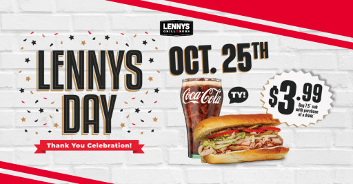 Lennys Grill & Subs Celebrates Its Biggest Day of the Year on October 25 With a $3.99 Sub Deal, Exciting Offers and Community Giveback