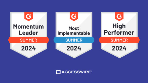 ACCESSWIRE Earns 17 Badges Including 5 Leader Badges in G2’s Summer 2024 Report