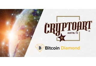 Cryptoart Logo and Bitcoin Diamond Logo with Globe