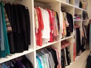 Closets can be organized by colors, garment type or lifestyle.