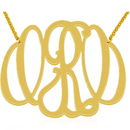 Personalized Gold Plated Initials Monogram Necklace
