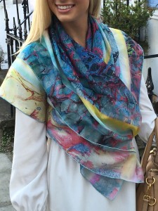 Watercolor with Pastel Silk Twill Scarf