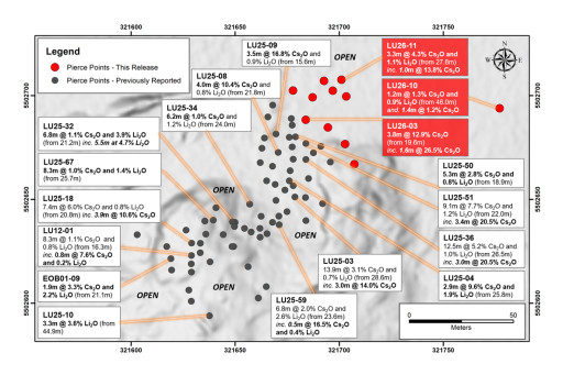 Grid Metals Reports First Assays From Its Phase 2 Drill Program at Falcon West Including 12.9% Cs2O Over 3.8m