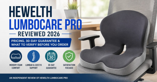 Hewelth LumboCare Pro Reviews 2026: Adults Ready to Stop Settling for Uncomfortable Sitting Discover the Coccyx-Cutout Memory Foam Cushion